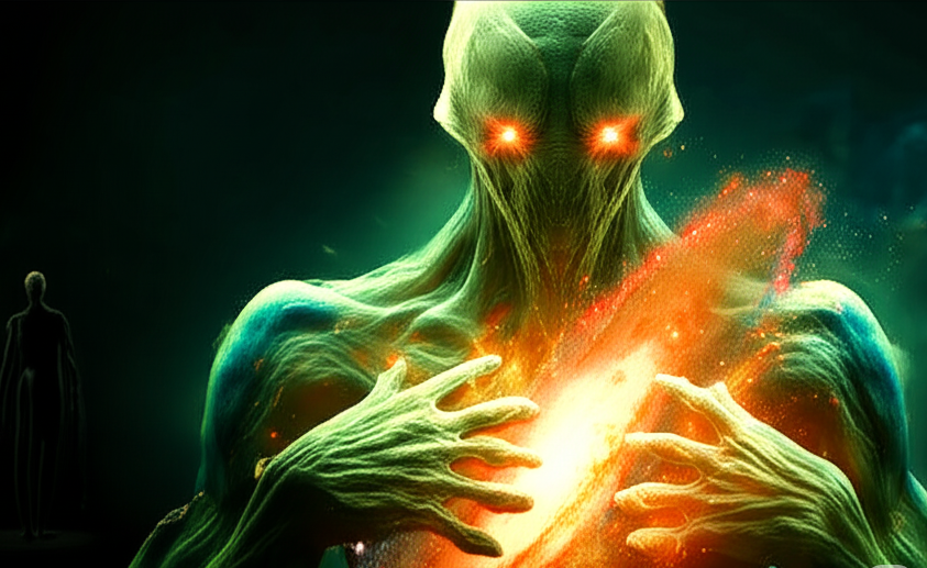 An alien super intelligence. Possibly from a Type IV civilization holding a galaxy in its hands.